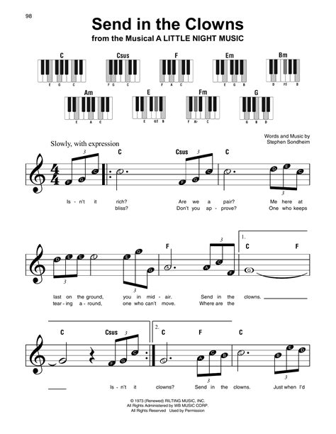 Send In The Clowns By Stephen Sondheim Sheet Music For Super Easy Piano