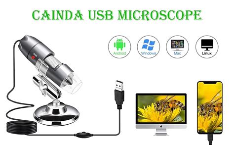 Cainda Microscope numérique USB 40x à 1000X avec Support en métal et