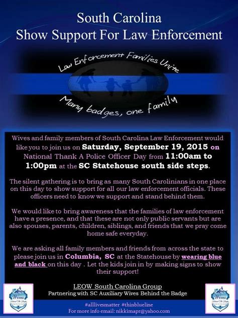 South Carolina Show Support For Sc Law Enforcement On 9 19 15 Thinblueline Thin Blue Lines