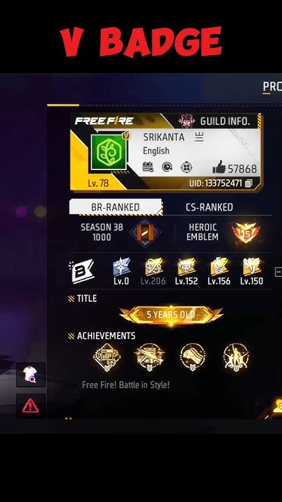 V Badge Guild Player Send Me Friend Request 🗿🔥 Shortsfeed Freefire