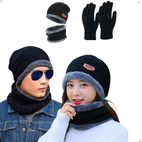 Kit Frio Touca Gorro Quentinha Forrada Grossa Luva De Lã MercadoLivre