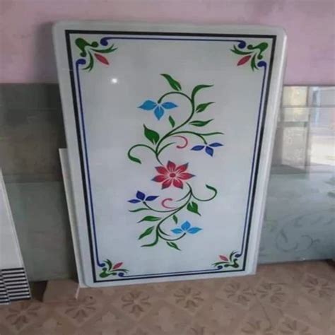 Printed White Floral Print Toughened Glass Thickness 12mm At 150