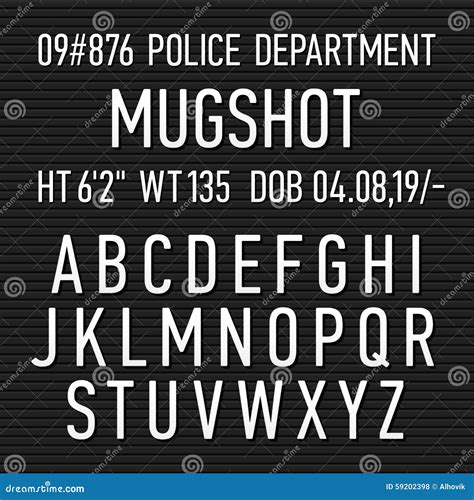 Police Mugshot Board Sign Alphabet Stock Vector Illustration Of