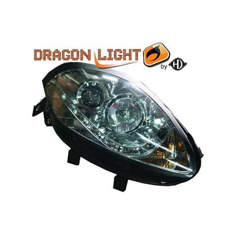 SET DE DEUX PHARES AVANT LED DESIGN FIAT BRAVO 07 13 CHROME AVEC