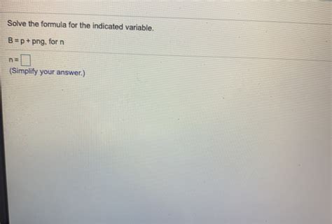 Solved Solve The Formula For The Indicated Variable Bp