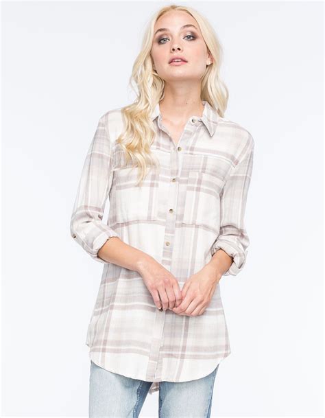 Full Tilt Womens Extreme Fit Flannel Shirt Pretty Peasant Womens