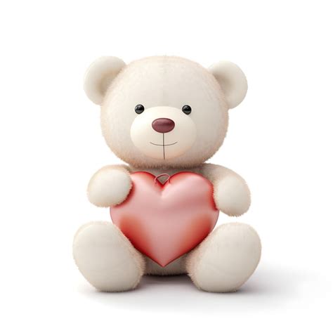 Premium Photo A White Teddy Bear Holding A Heart