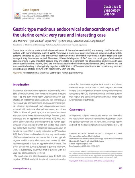 Pdf Gastric Type Mucinous Endocervical Adenocarcinoma Of The Uterine Cervix Very Rare And