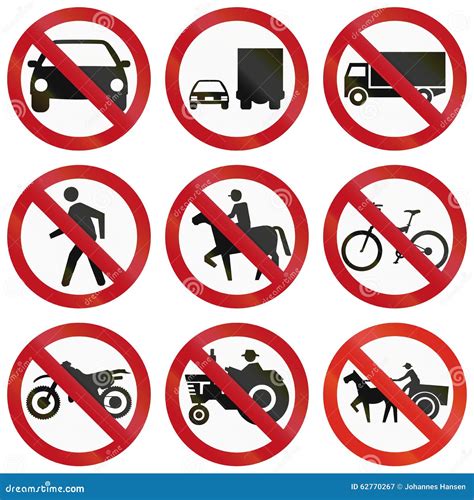 Prohibitory Traffic Signs Rules And Regulations Stock Photography