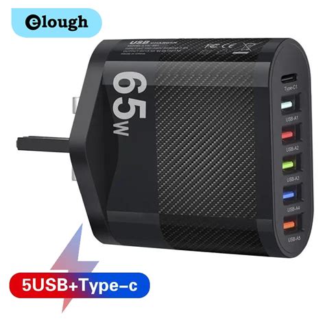 Elough 6 Ports EU US UK Plug PD USB Charger 5V 3 5A Mobile Phone