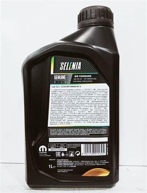 Litri Olio Motore Petronas Selenia Wr Forward W Mopar Fiat