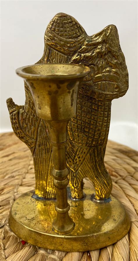 Vintage Brass Santa Claus Candle Holder Etsy