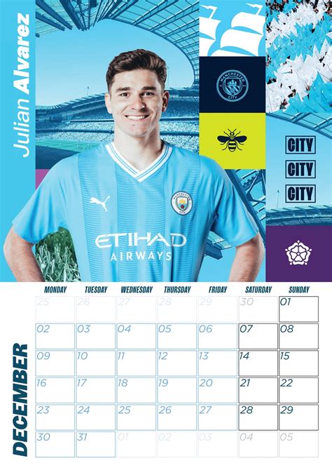 2024 Manchester City Fc A3 Wall Calendar