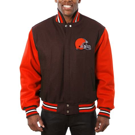 Wool Brown Orange Cleveland Browns Varsity Jacket Jackets Masters