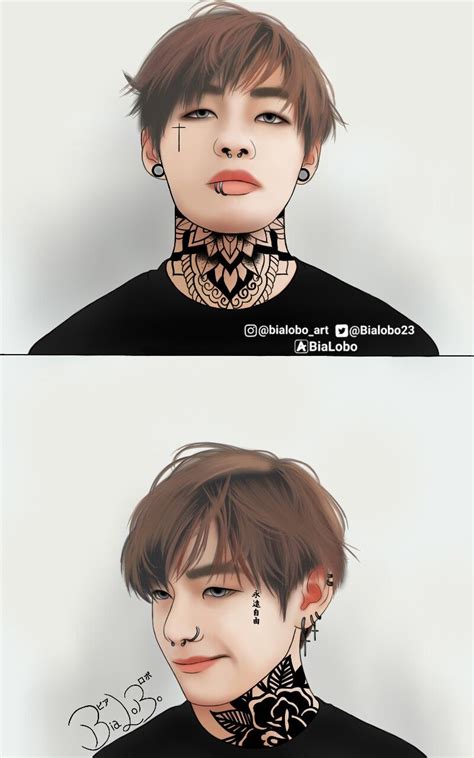 V Tattoo Bts Fanart Bybialobo V Kim Taehyung Kimtaehyung Bts