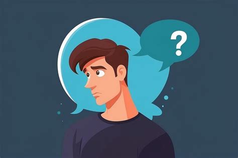 Premium Photo Cartoon Thinking Man With Question Mark In Think Bubble