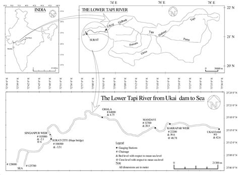 Index map of the Tapi basin and the Tapi River. | Download Scientific ...