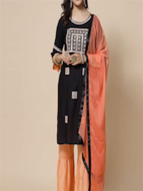 Buy Kalini Ethnic Motifs Embroidered Mirror Work Kurta And Palazzos With