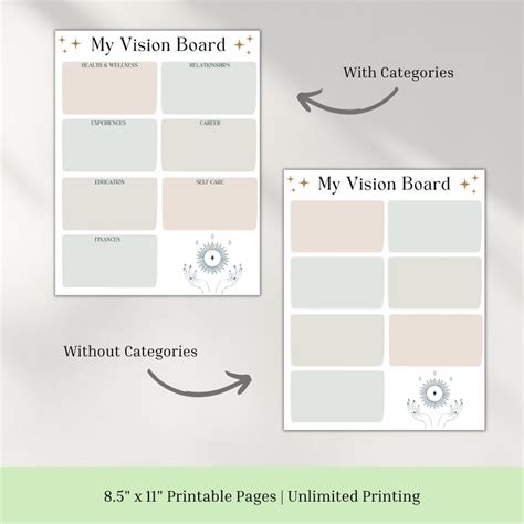 Minimalist Printable Vision Board Vision Board Template Manifestation