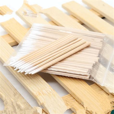 100pcs Wood Cotton Swab Eyeshadow Lipstick Brush Cosmetics Makeup Tools