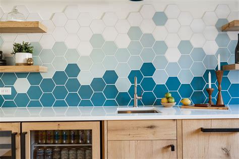 Ombre Hexagon Backsplash Fireclay Tile