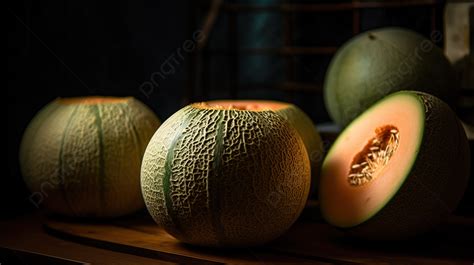 Fondo Grandes Trozos De Melón Sobre Una Encimera De Madera Fondo Melón