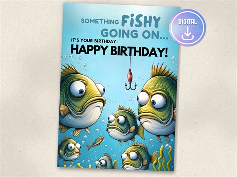 Funny Fishing Birthday Card Digital Download, Humorous Fisherman ...