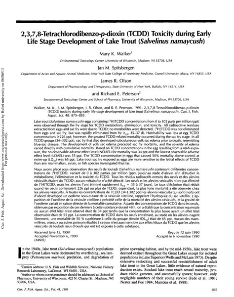 Pdf 2378 Tetrachlorodibenzo P Dioxin Tcdd Toxicity During Early