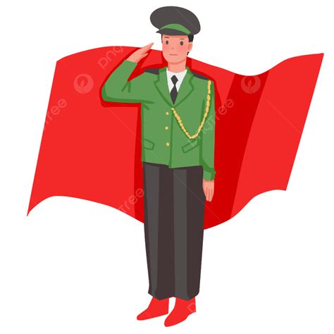 Saluting Military Clipart Hd Png Military Salute Salute Red Flag Soldier Png Image For Free