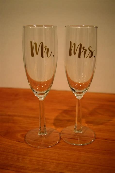 Champagne Flutes Mr And Mrs Champagne Flutes Wedding T Etsy