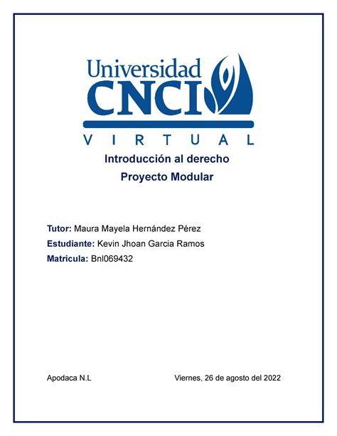 Proyecto Modular Introduccion Al Derecho Introducci N Al Derecho