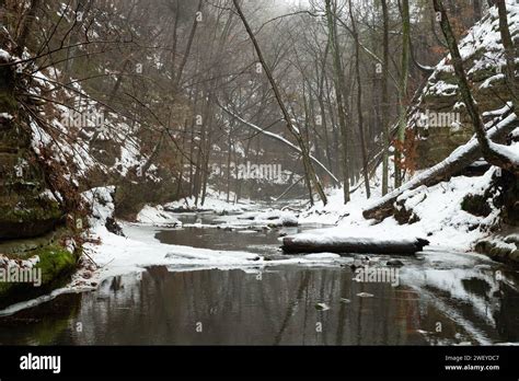 Winter landscape in the Upper Dells at Matthiessen State Park, Illinois ...