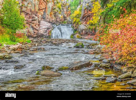 Waterfall And Fall Colors Along Tenderfoot Creek In The Little Belt