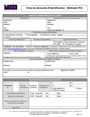 Remplissable En Ligne Fiche De Demande DIdentification Mthode PCR