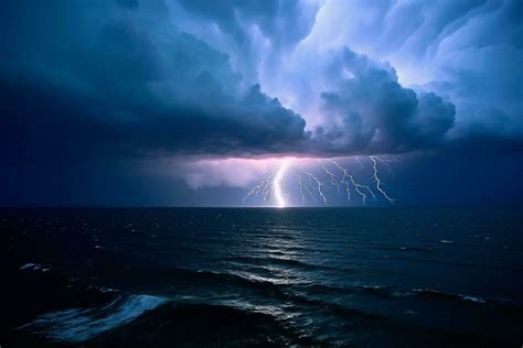 Storm Ocean Lightning Boat Stock Photos, Images and Backgrounds for ...