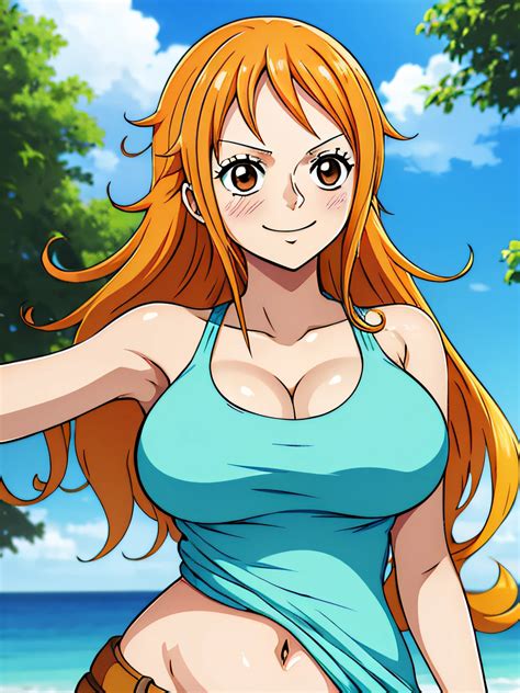 A Woman In A Blue Top And Brown Pants Standing On A Beach Seaart Ai