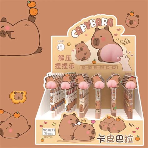 36pcs Lot Creative Capybara Butt Press Gel Pen Cute 0 5mm Black Ink