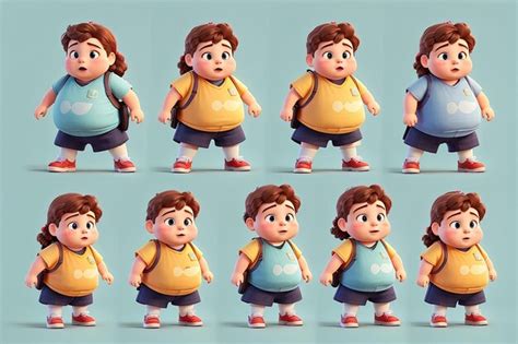 Premium AI Image | Set of fat kids exercise