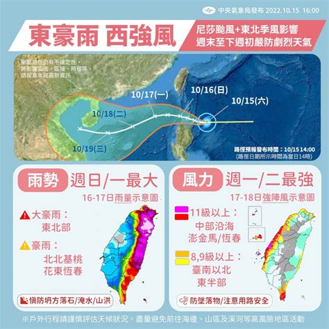 颱風尼莎估持續增強 16及17日雨勢最大 生活 中央社 Cna