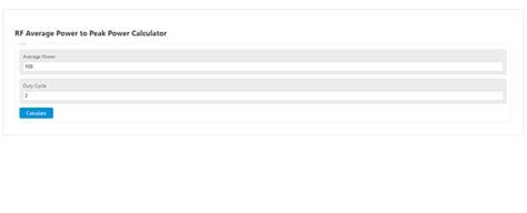 RF Average Power to Peak Power Calculator - Calculator Academy