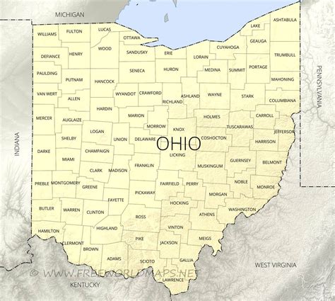 Printable Ohio Map With Counties