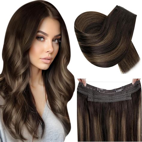 Amazon Runature Wire Hair Extensions Balayage Dark Brown To