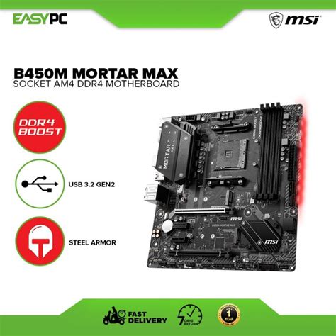 Easypc Msi B450m Mortar Max M 2 Socket Am4 Ddr4 Motherboard Msi B450 Mortar With M 2 Socket