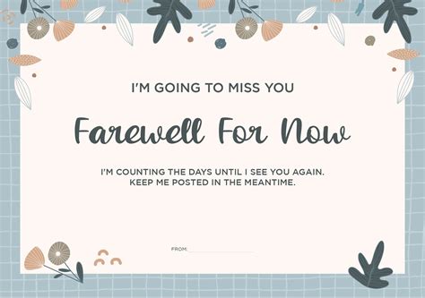 Printable Blank Farewell Card Template Farewell Note Farewell Card Printable Cards Free