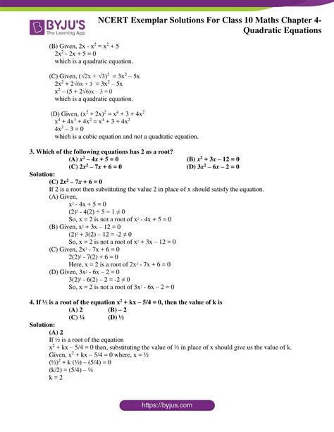 Ncert Exemplar Class 10 Maths Solutions Chapter 4 Download Free Pdf