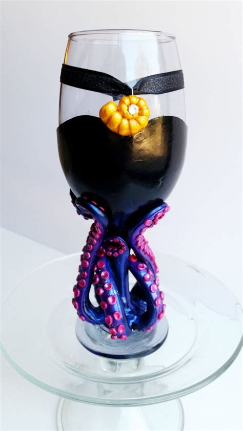 Ursula Wine Glass Disney Glass The Little By Kellyarcedesign Clay Wine Glass Ursula Disney