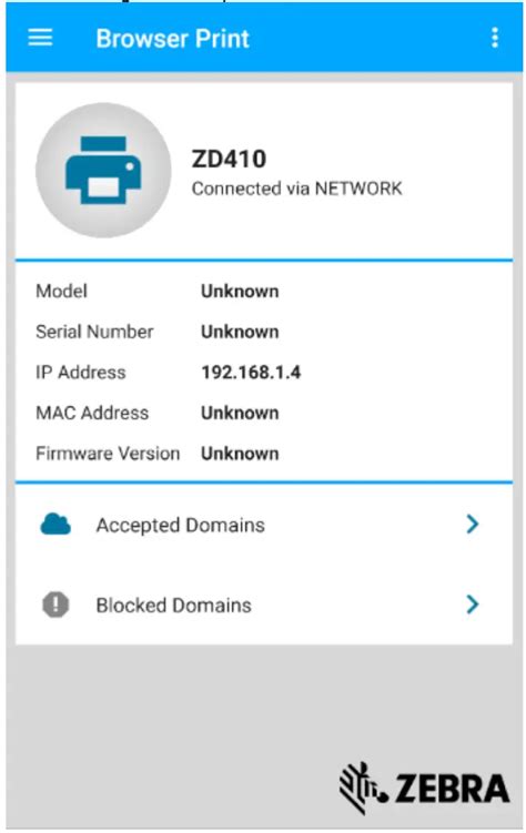 ZEBRA Browser Print Android User Guide
