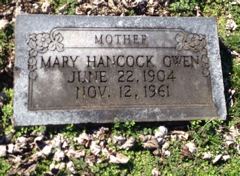 Mary Becky Hancock Owen Homenaje De Find A Grave