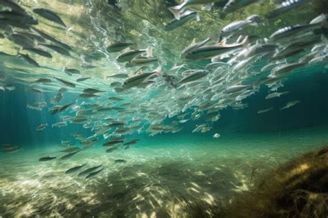 Premium Ai Image School Of Fish Swimming In Crystalclear Freshwater