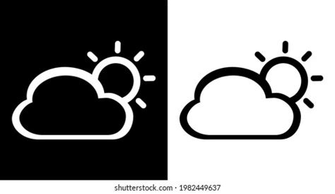 Simple Black White Cloudy Weather Icon Stock Vector (Royalty Free ...